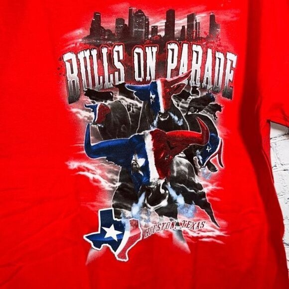 Bulls on Parade Houston Texans Red Tee size Large NWOT Gildan Preshrunk Cotton - Picture 10 of 12